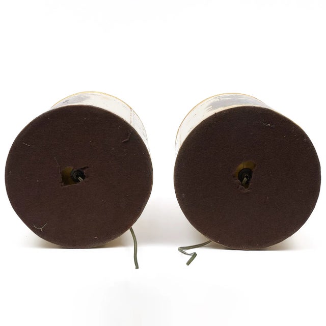 Metal Pair of Large English Tole Tea Canister Lamps With Chinoiserie Decoration - 19th Century For Sale - Image 7 of 10