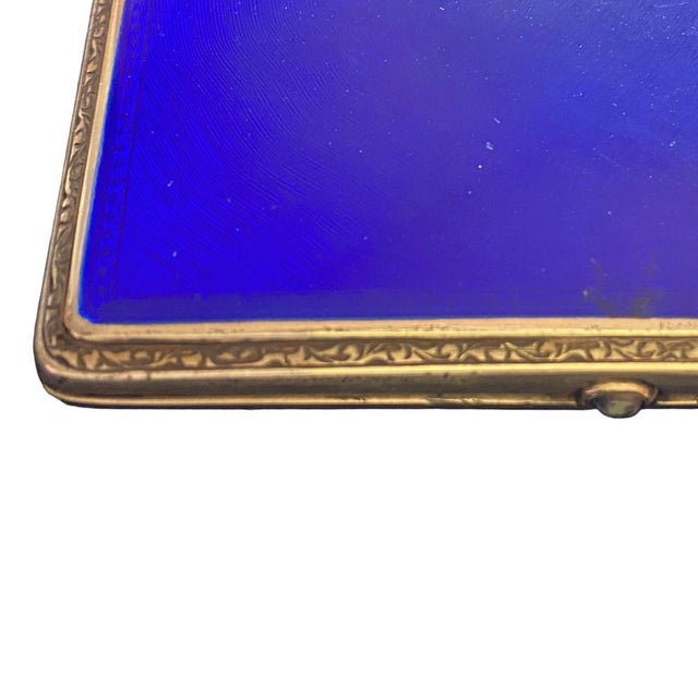 Art Deco Silver and Guilloche Enamel Cigarette Case For Sale - Image 3 of 12
