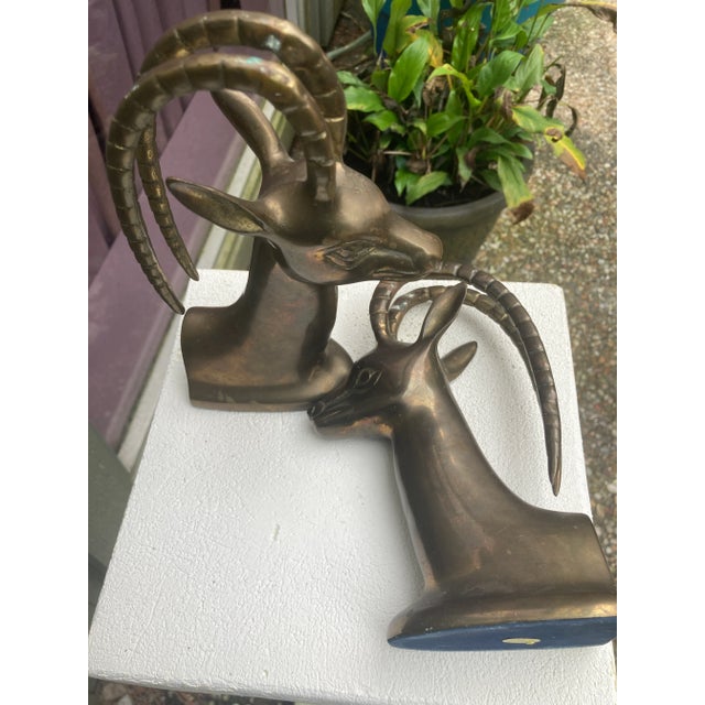 Mid-Century Modern 1960s Rosenthal Netter Brass Gazelle Vintage Bookends- a Pair For Sale - Image 3 of 13