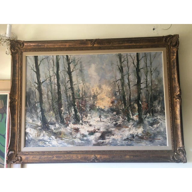 Large Forest Oil Painting on Canvas, 1950 For Sale - Image 13 of 13
