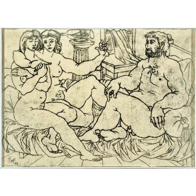 Mid-Century Modern Amerigo Tot, 1960s Signed and Dated Mythological Nude Drawing For Sale - Image 3 of 9