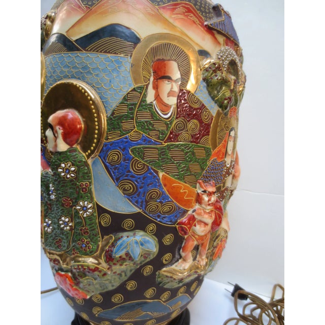 Matching Pair of Satsuma Porcelain Table Lamps Mid-Century - Pair of 2 For Sale In New York - Image 6 of 11