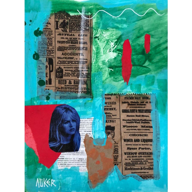 Contemporary Original Contemporary Collage by Cassandra Auker “Brigitte Considers” For Sale - Image 3 of 5