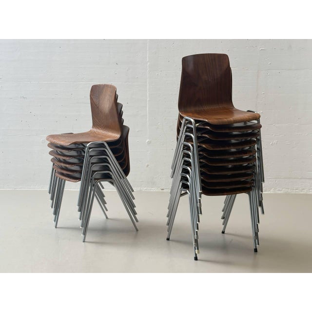 Brown Stacking Chair with Pagholz Shell from Thur-Op-Seat, West Germany, 1970s For Sale - Image 8 of 18