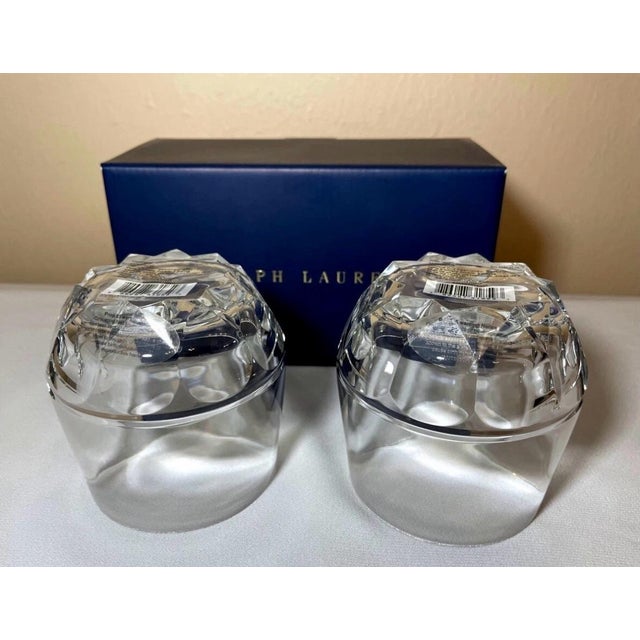 Ralph Lauren Ralph Lauren Monroe Double Old Fashioned Glasses Czech Cut Crystal - Set of 2 For Sale - Image 4 of 7