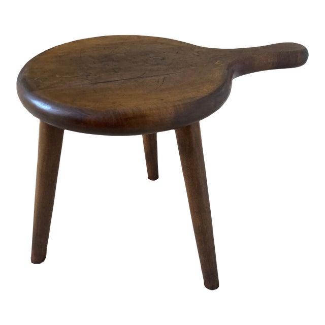 Vintage Maine Made Solid Wood Milking Stool For Sale