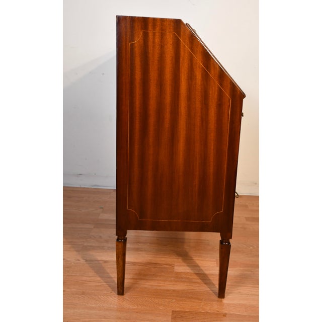 1920s Antique English Hepplewhite Mahogany Inlaid Secretary Ladies Desk For Sale - Image 10 of 17