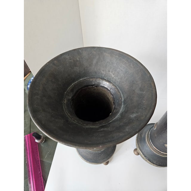 Pair of Bronze Gu Beaker Vases For Sale - Image 9 of 11