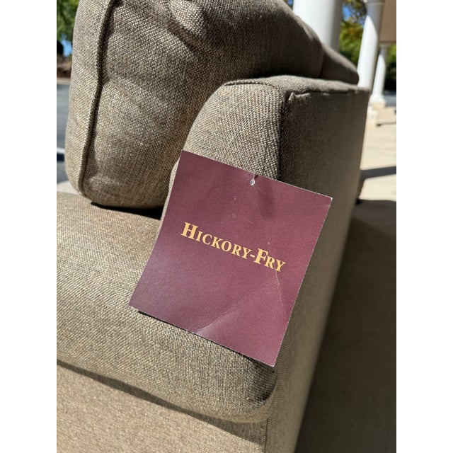 Hickory-Fry Light Brown Upholstered Sofa For Sale - Image 13 of 16