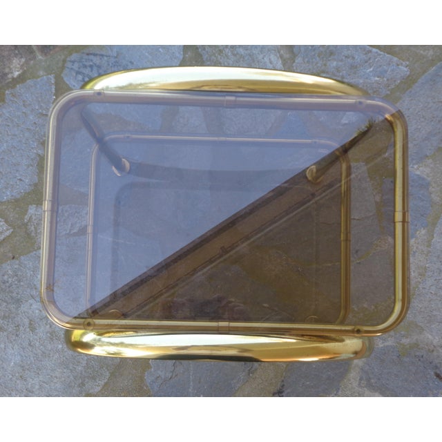 Golden Two-Tier Coffee Table with Smoked Glass, 1980s For Sale - Image 11 of 18