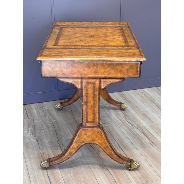 Mid-20th Century Tooled Leather-Clad Games Table For Sale - Image 11 of 18