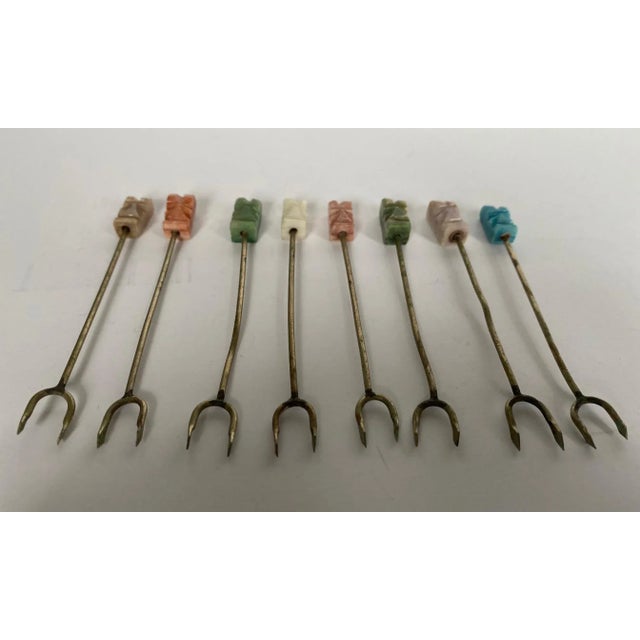 Mid 20th Century Vintage Mid 20th Century Easter Island Statue Hors d'Oeuvres Cocktail Picks - Set of 8 For Sale - Image 5 of 6