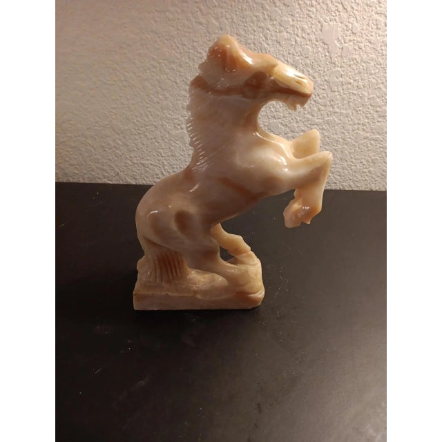 Vintage Carved Variegated Solid Onyx Gallop Horse Sculpture For Sale - Image 4 of 6