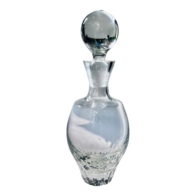 Mid 20th Century Krosno Clear Crystal Decanter With Ball Stopper For Sale