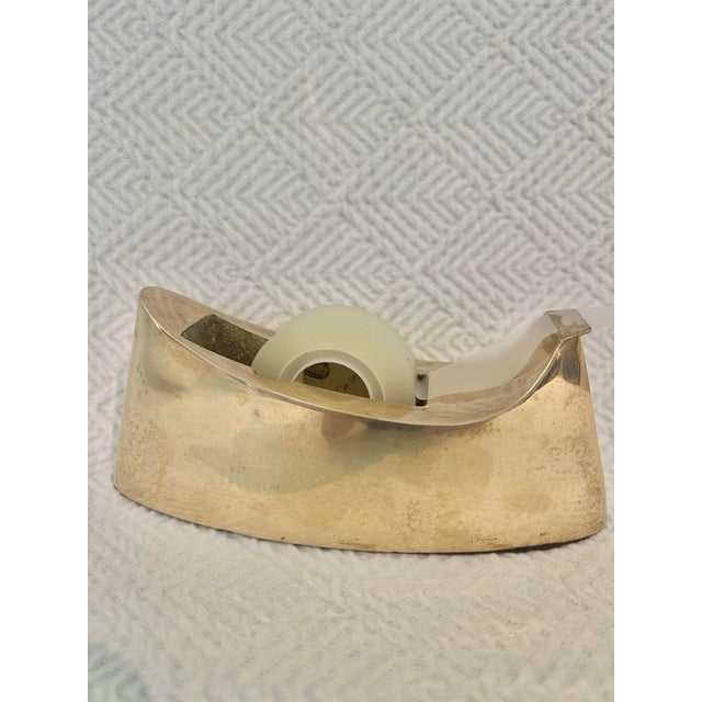 1970s Modernist Sculptural Solid Brass Tape Dispenser For Sale - Image 10 of 10