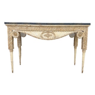 Neoclassical Style Console Table With Faux Slate Top For Sale