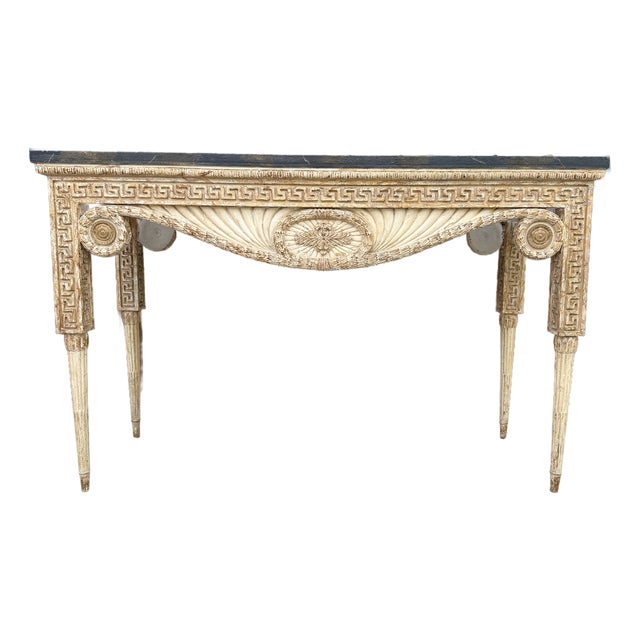 Neoclassical Style Console Table With Faux Slate Top For Sale