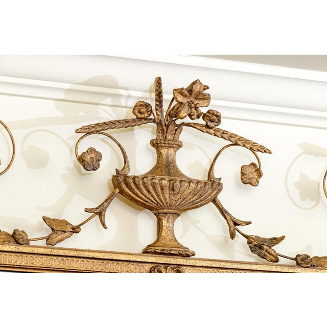 1990s Stunning 58” Friedman Brothers Louis XVI Giltwood Wall Mirror With Urn and Floral Crest For Sale - Image 5 of 13