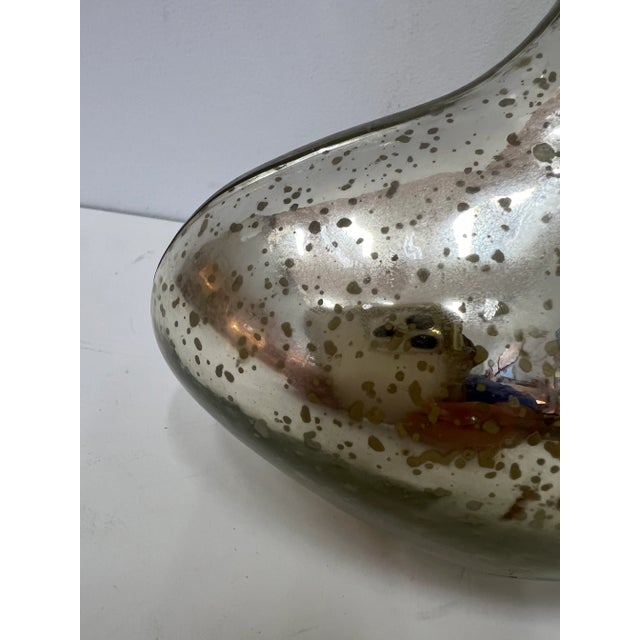 Late 20th Century Vintage Mercury Glass Vase With a Bird Topper For Sale - Image 5 of 10