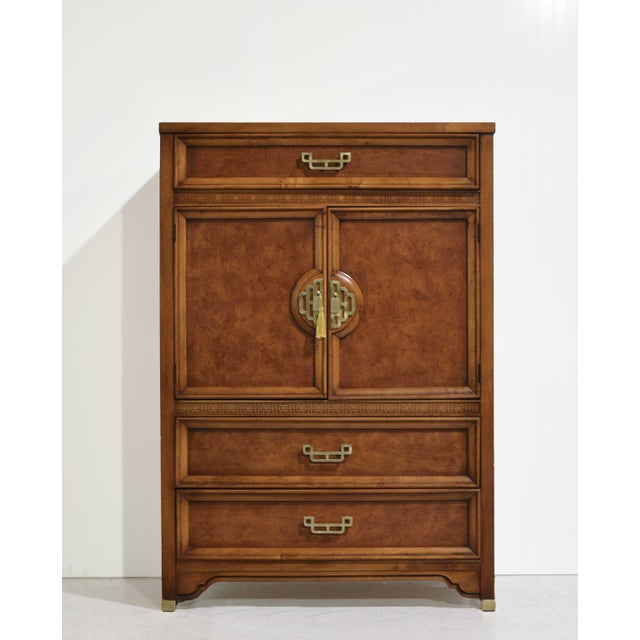 Chinoiserie Mid 20th Century Chinoiserie Burlwood Highboy Mandarin Collection by Henry Link For Sale - Image 3 of 14