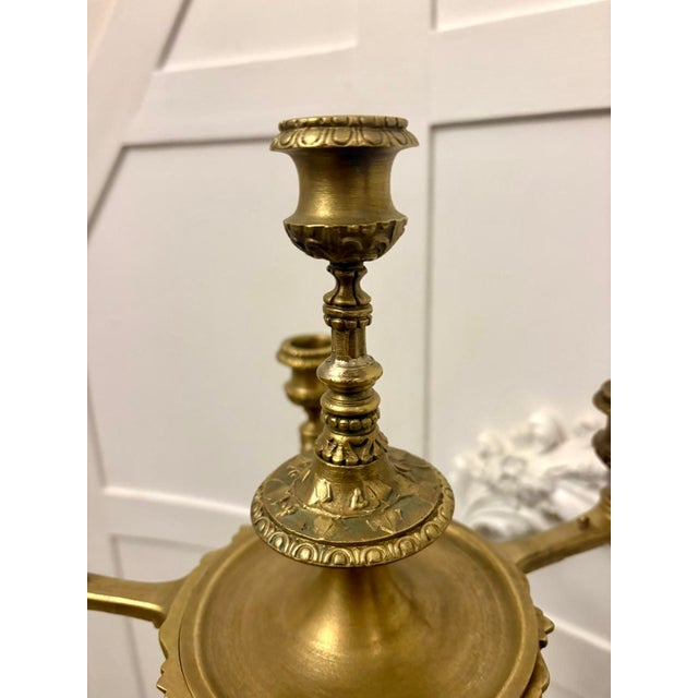 A lovely antique Victorian gilt brass six-light candelabrum stand with beautifully cast detailing throughout. The...