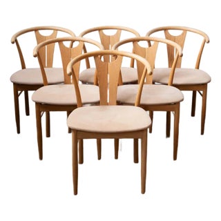 1970s Danish Modern Wegner Style Oak Wishbone Dining Chairs - Set of 6 For Sale