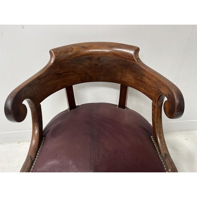 Empire Style Desk Chair in Mahogany and Veneer, 19th Century For Sale - Image 11 of 12