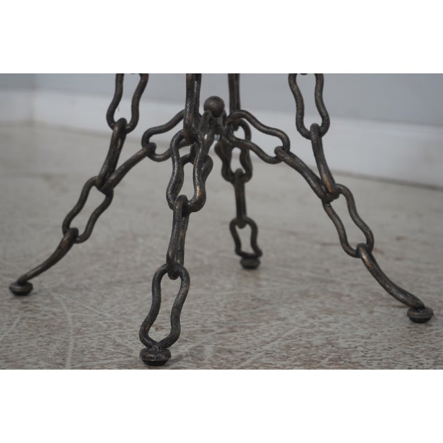 Traditional Maitland Smith Round Marble Top Chain Base Lamp Table For Sale - Image 3 of 11