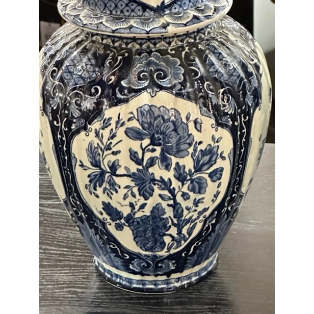 1920s Pair of Delft Covered Jars For Sale - Image 5 of 6