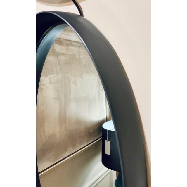 Stylish Modern Slate Gray Oval Wall Mirror, showroom floor sample