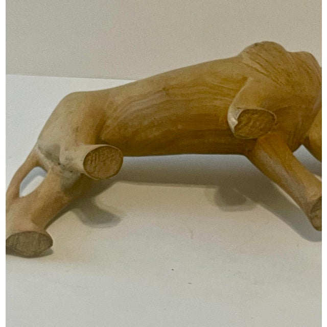 Vintage Kamba Wooden Lion Sculpture For Sale In Savannah - Image 6 of 10