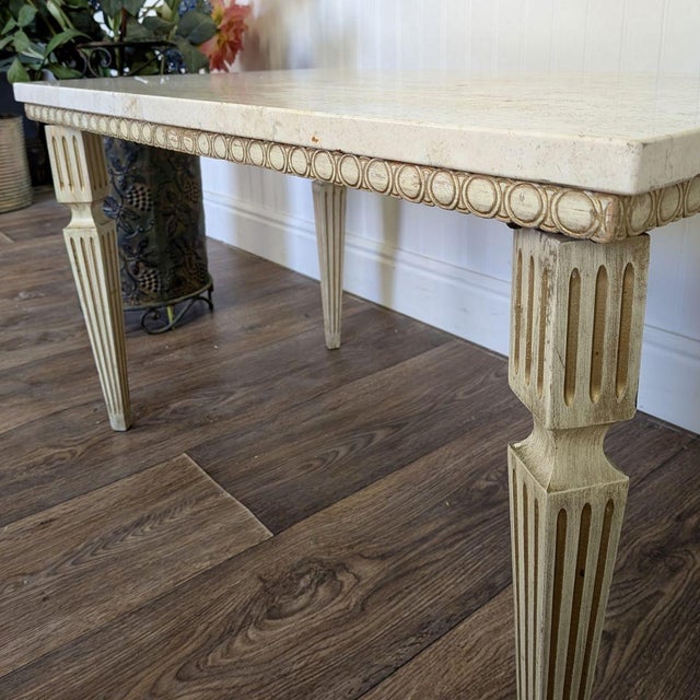 Late 20th Century Hollywood Regency Vintage Travertine Side Table For Sale - Image 9 of 11