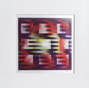 "Nine Squares" Contemporary Op Art Abstract Agamograph by Yaacov Agam, Framed