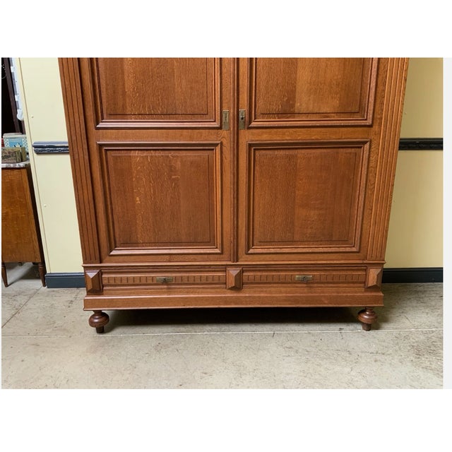 1900 - 1909 Antique Art Nouveau Wardrobe in Oak, 1900 For Sale - Image 5 of 11