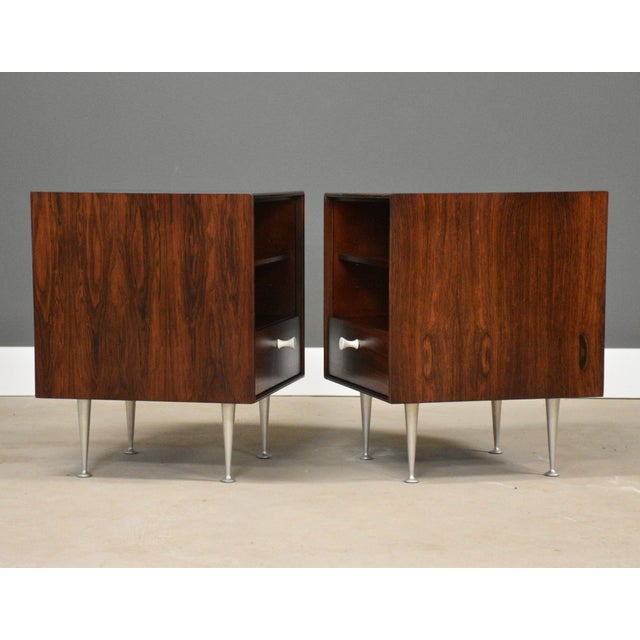 Mid-Century Modern 1950s Refinished Rosewood George Nelson Thin Edge Nightstands - A Pair For Sale - Image 3 of 7