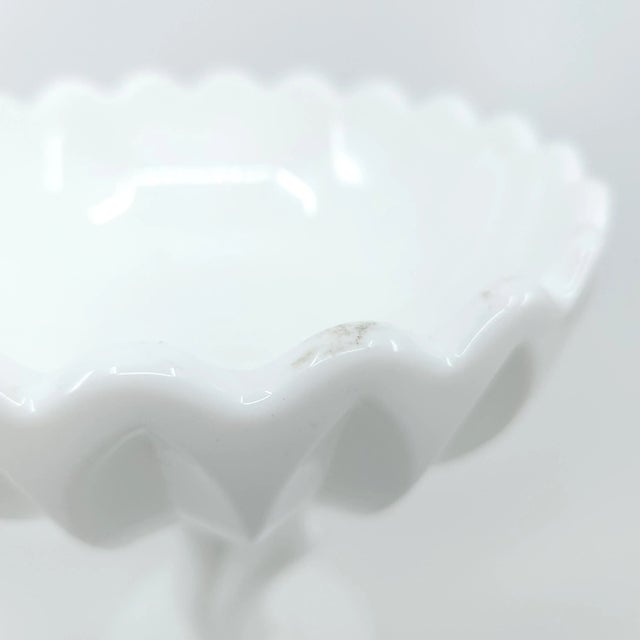 Vintage Milk Glass Tulip Pedestal Dish For Sale - Image 4 of 12