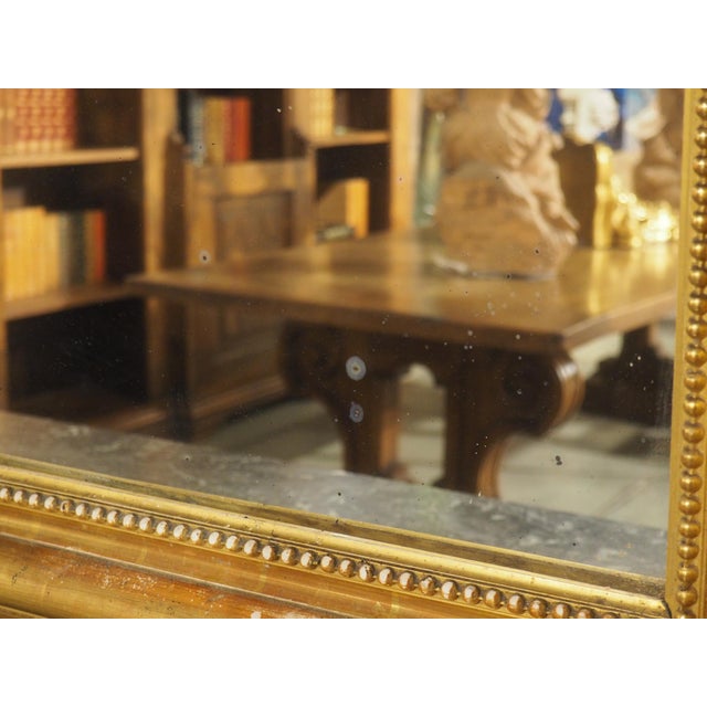 Gold A Grand Antique French Napoleon III Gold Leafed Mirror, Circa 1860 For Sale - Image 8 of 18
