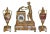 19th Century French Empire Japy Freres Lady and Dog Gilt Bronze Marble Clock With Garnitures Signed - 3 Pieces Fabulous For Sale