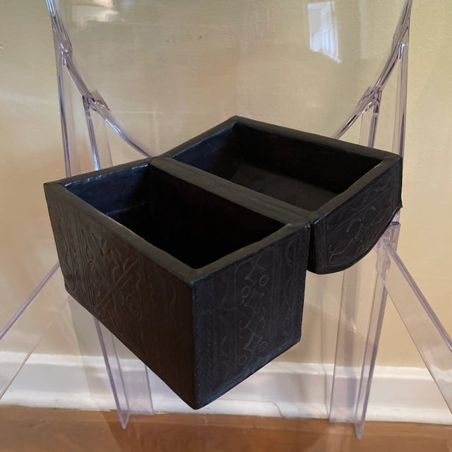 Vintage Tooled Leather Dome Top Box For Sale - Image 4 of 5