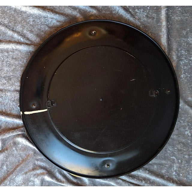 Vintage Round Wall Mirror with Black Metal Bracket with Brass Decorations, 1960s For Sale - Image 4 of 5
