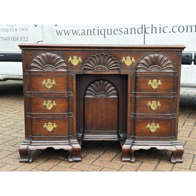 Edwardian Mahogany Desk with Brass Handles For Sale - Image 3 of 17