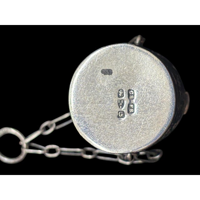 Textile Victorian Jewelry Chatelaine With Five Notions/Accessories Hallmarked English Sterling For Sale - Image 7 of 16