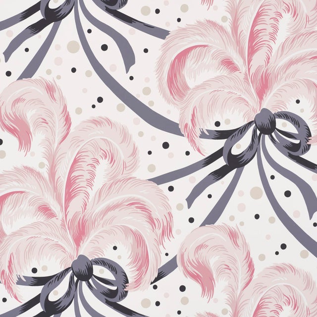 Contemporary Sample - Schumacher X Paul Poiret Plumes Et Rubans Wallpaper in Blush For Sale - Image 3 of 3