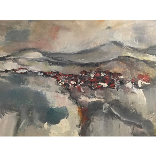 Mid-20th Century Modernist Abstract Landscape Oil on Linen A wonderfully atmospheric mid-century modernist landscape...