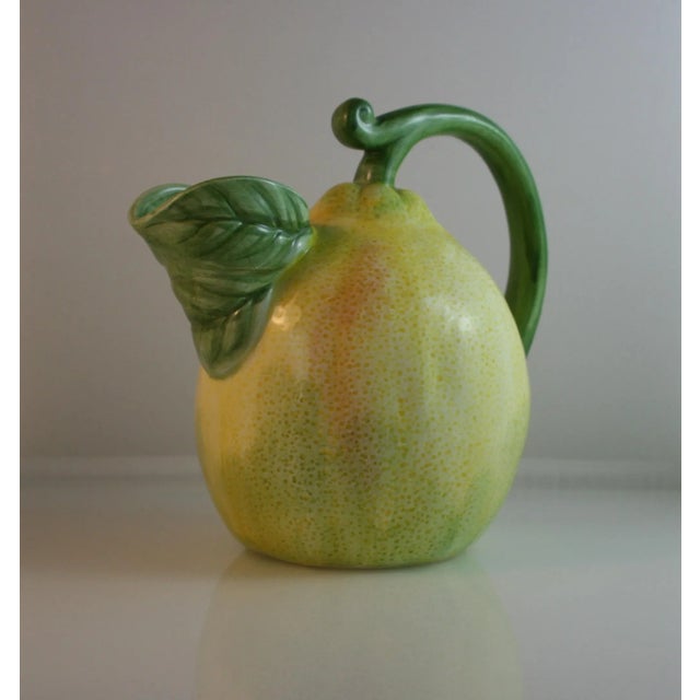 Ceramic Mid 20th Century Sculpted Hand Painted Ceramic Pear Pitcher For Sale - Image 7 of 9