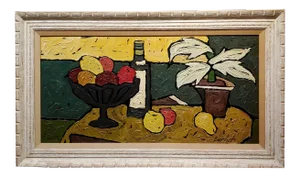 1960s French Oil Painting, Still Life of Fruits by Bernet