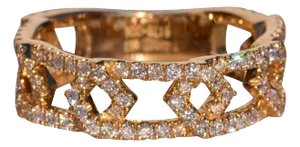 The 44th Avenue: Diamond Set Curb Link Ring in Yellow Gold