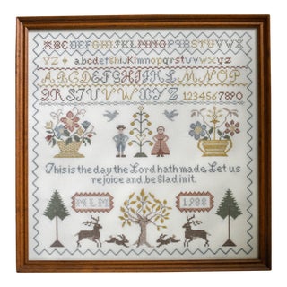 1988 Counted Cross-Stitch Sampler Framed This Is the Day That the Lord Has Made Quote For Sale