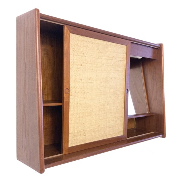 Teak Wall Cabinet with Mirror attributed to Arne Wahl Iversen for Brenderup, Denmark, 1960s For Sale