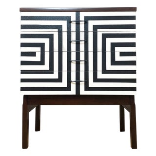 Polish Chest of Drawers with Op Art Motif, 1970s For Sale